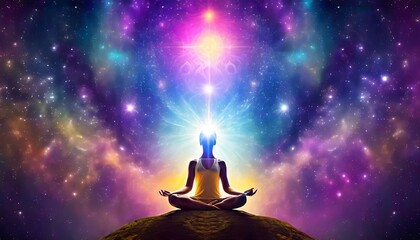 Fototapeta na wymiar the source of consciousness energy of the universe life force prana the mind of god and spirituality generative ai