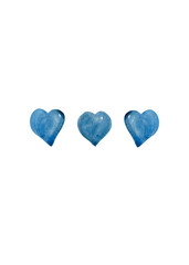 Blue hearts. Set of watercolor hearts. Isolated illustration