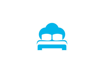 cloud bed with pillow logo, bedroom design concept