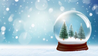 glass snowball with trees xmas winter glass snow globe horizontal christmas banner web poster header cap for website merry christmas happy new year festive beautiful background generative ai