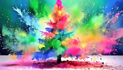 new year s decorative tree characterized by an explosion of powder in a series of harmonious pastel shades