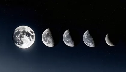 Fototapeten phases of the moon waxing crescent first quarter waxing gibbous full moon waning gibbous third guarter waning crescent and new moon the elements of this image furnished by nasa © Irene
