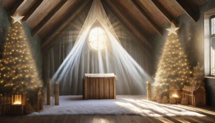 light rays on christmas crib