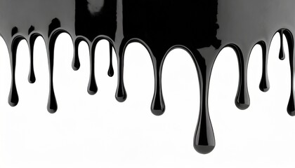 black oil like tar like or resin like liquid dripping down isolated on white background