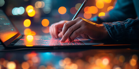 Uma imagem em close-up capturando um artista digital usando uma caneta stylus em uma mesa gráfica, dando vida a uma ilustração digital detalhada e vibrante. - obrazy, fototapety, plakaty