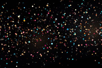 Colorful falling confetti on black background