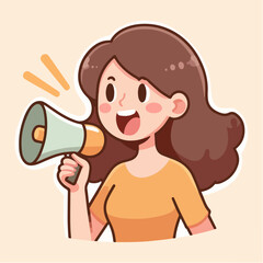 Vector people shouting announcing something cartoon illustration