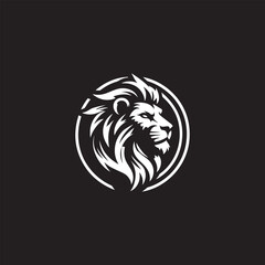 Majestic Lion Emblem Illustration on a Black Background
