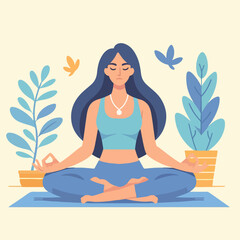 Vector chill relax meditation concept cartoon illustration