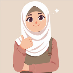 Vector woman with approving expression thumbs up gesture cartoon illustration