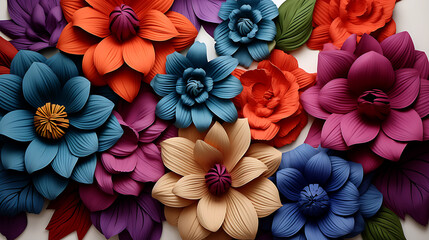 Colorful seamless flower for wall tiles design. 3d illustration and 3d rendering.