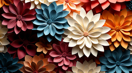 Colorful seamless flower for wall tiles design. 3d illustration and 3d rendering.