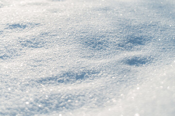 Beautiful snowy field on a sunny frosty winter day. Winter snow background