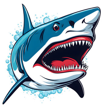 Shark Head Illustration with Transparent Background for Sticker
