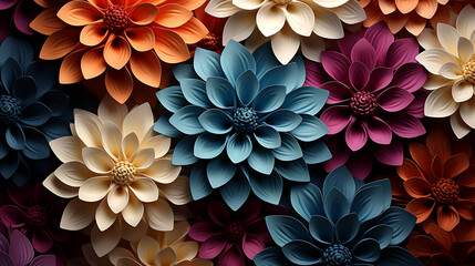 Colorful seamless flower for wall tiles design. 3d illustration and 3d rendering.