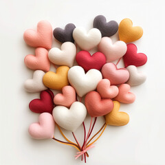 colorful hearts made of felt