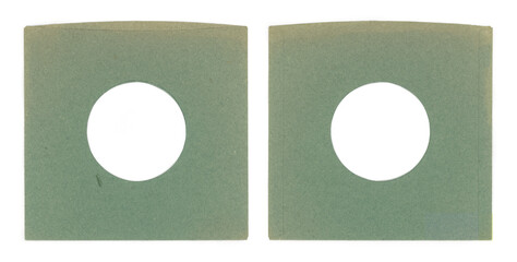 Vintage Blue-Green 45rpm 7-Inch Vinyl Sleeve - Double-Sided, Isolated