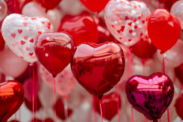 Fototapeta na wymiar A Sky of Love: Heart Balloon Spectacle