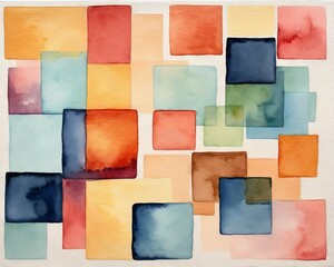 Abstract Geometric Watercolor Canvas