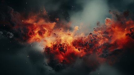 War abstract background with fire smoke and explosions. Ai Generated.  - obrazy, fototapety, plakaty