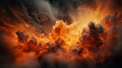 Fototapeta na wymiar War abstract background with fire smoke and explosions. Ai Generated. 