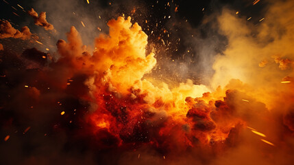War abstract background with fire smoke and explosions. Ai Generated. 