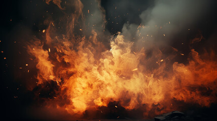 Fototapeta premium War abstract background with fire smoke and explosions. Ai Generated. 