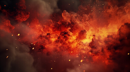 War abstract background with fire smoke and explosions. Ai Generated. 