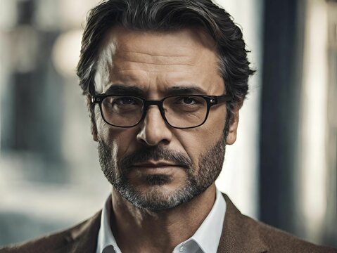 portrait of a man wear glasses small beard 