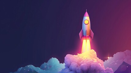 Rocket, symbolizing rapid growth and innovation, primarily designed for promoting start-up businesses - obrazy, fototapety, plakaty