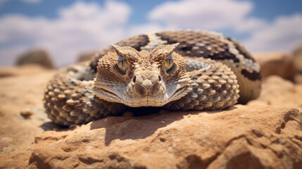Naklejka premium striking horned and dangerous viper