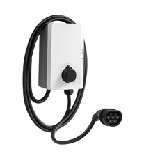 Electric car small home wall charger with cable. Fast smart intelligent wallbox ev charging...