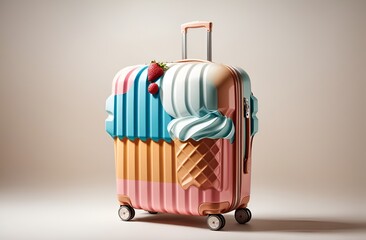 a cute travel suitcase designed to look like ice cream