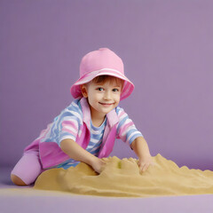  Dziecko bawiące się w piaskownicy - obrazy, fototapety, plakaty