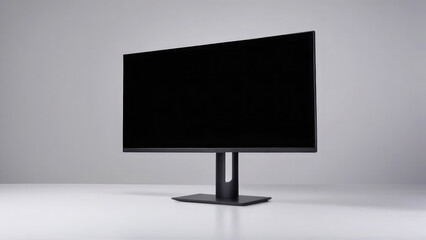 Black screen monitor, computer accessory, on white isolated background
