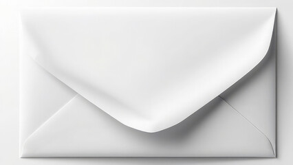 White envelope on white isolated background, top view
