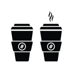 Hot coffee cup vector icon. Paper coffee cup icon isolated on white background.
