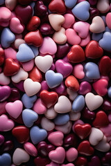 Fototapeta premium Colorful heart shaped candies for valentine's day background.