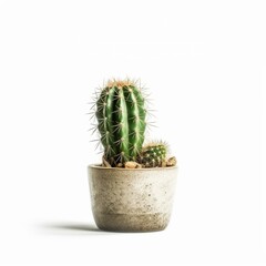 Beautiful botanical green cactus isolated white background