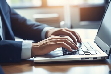 Young man working on laptop in office