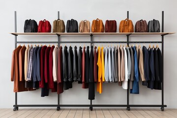 Fashion clothes on clothing rack in store
