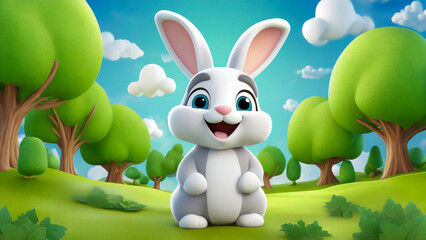 easter bunny with cartoon animals 