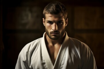Obraz premium Strong man judo athlete. Master fight. Generate Ai