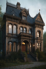 Fototapeta na wymiar House in gothic architectural style.