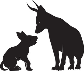 Animal love silhouette vector illustration design