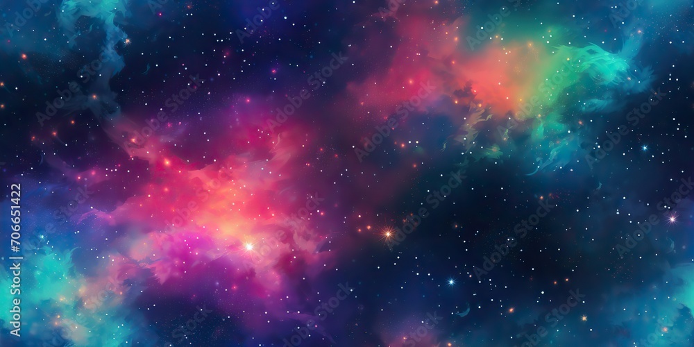 Wall mural ai generated. ai generative. color bright abstract space cosmic galaxy universe background with many
