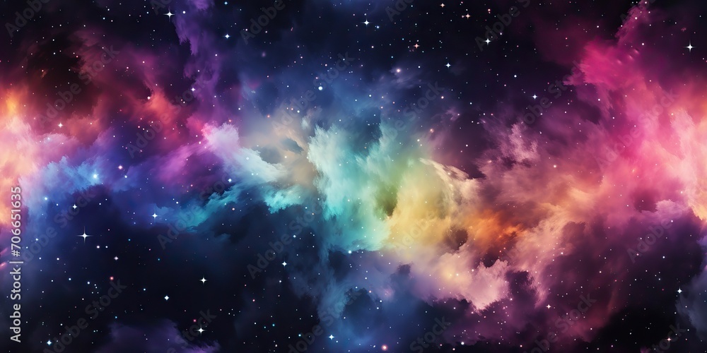 Poster ai generated. ai generative. color bright abstract space cosmic galaxy universe background with many
