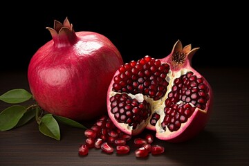 A cutout of a ripe pomegranate fruit isolated on a white background