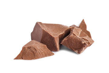 Pieces of tasty milk chocolate isolated on white