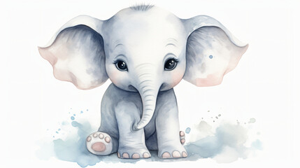 Watercolor Baby Elephant Clipart